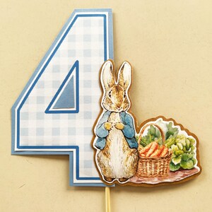 Peter Rabbit & Number Cake Toppers - When adding a name please select "Options" Number with Name. Number Four