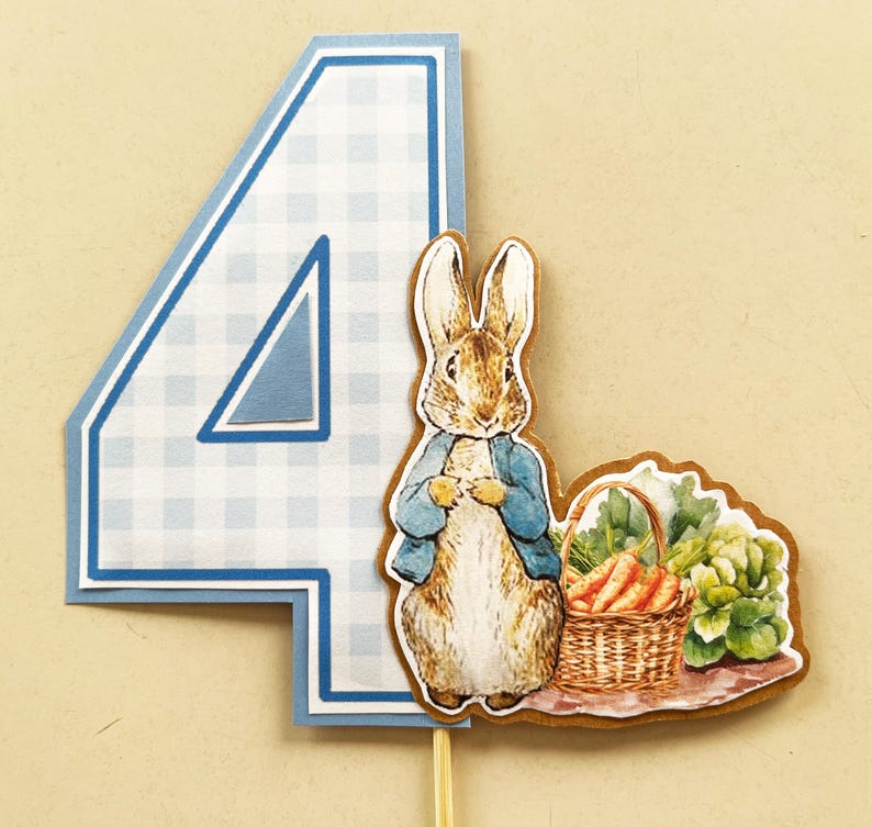 Peter Rabbit & Number Cake Toppers - When adding a name please select "Options" Number with Name. Number Four