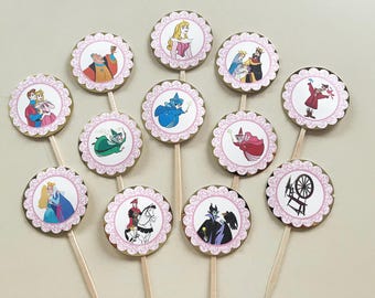 Princess Aurora-cupcaketoppers (12 stuks per set)