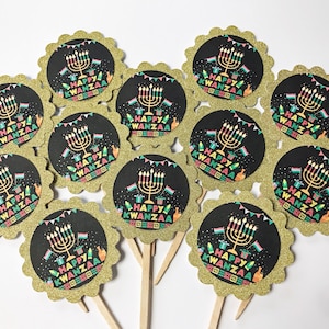 Kwanzaa * Black & Gold Cupcake Toppers