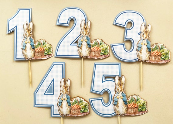 Peter Rabbit & Number Cake Toppers - When adding a name please select "Options" Number with Name.