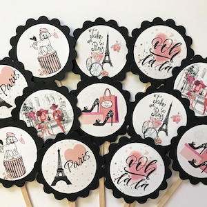 Glam * Portami a Parigi Cupcake Toppers