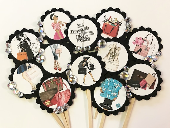 Glam Shopping Cupcake Toppers - Etsy