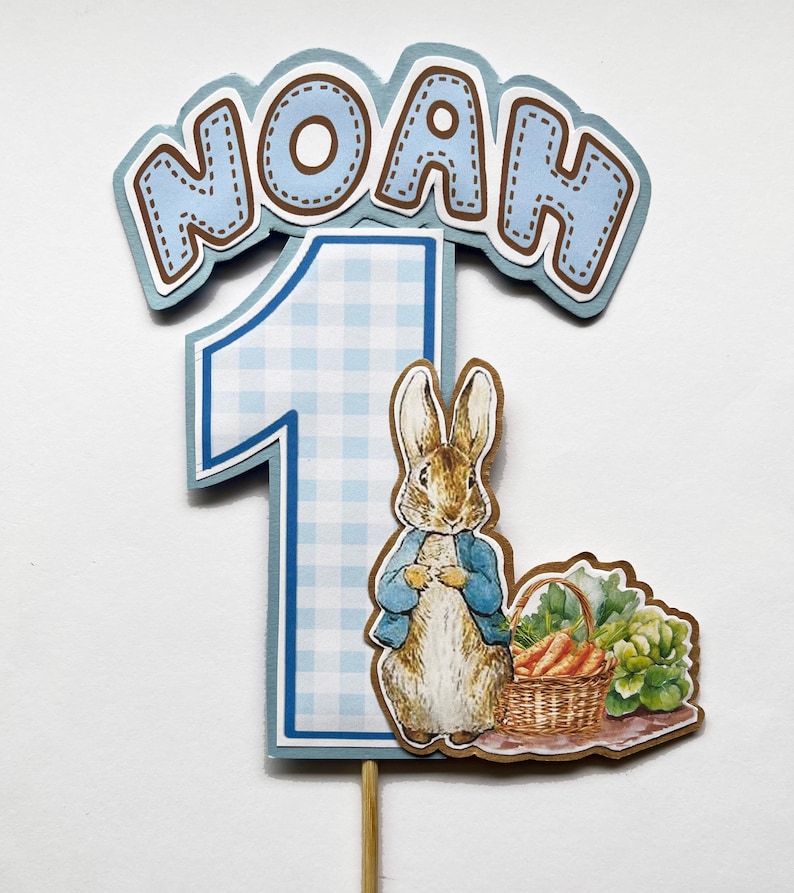 Peter Rabbit & Number Cake Toppers - When adding a name please select "Options" Number with Name. Number with Name