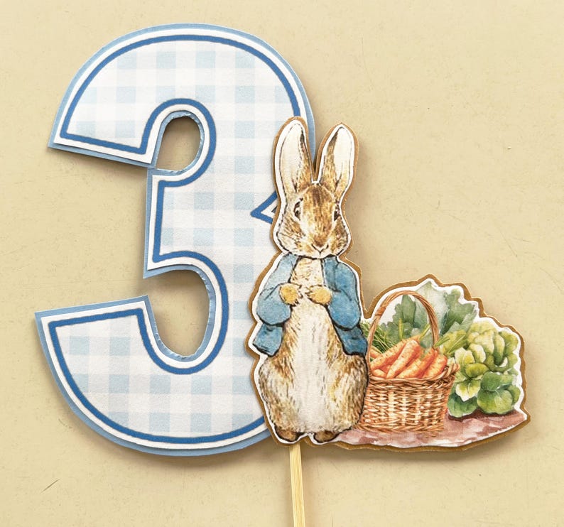 Peter Rabbit & Number Cake Toppers - When adding a name please select "Options" Number with Name. Number Three