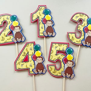 George & Balloons * with Number (1 - 6) Cake Toppers   (When adding a name please select Number with Name Options)