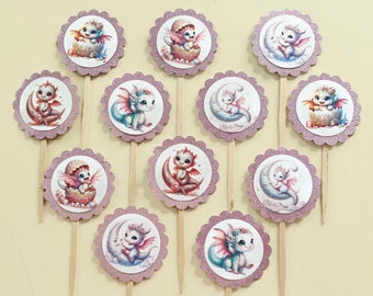Schattige babydraak-cupcaketoppers