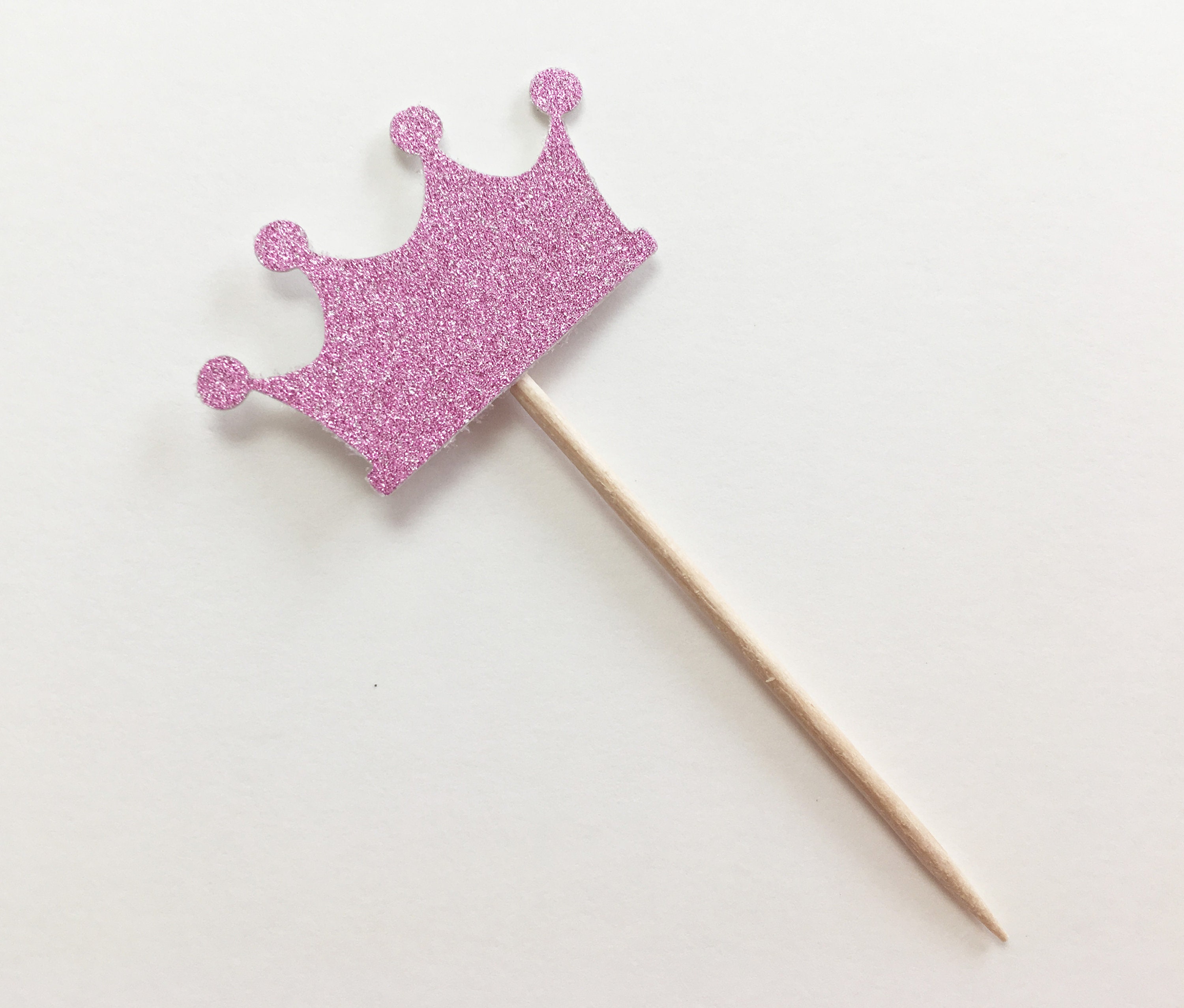 Crown - Pink Glitter Cupcake Toppers - Etsy