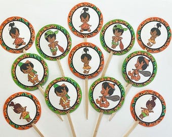Afro-Amerikaanse Pebbles & Bam Bam-cupcaketoppers