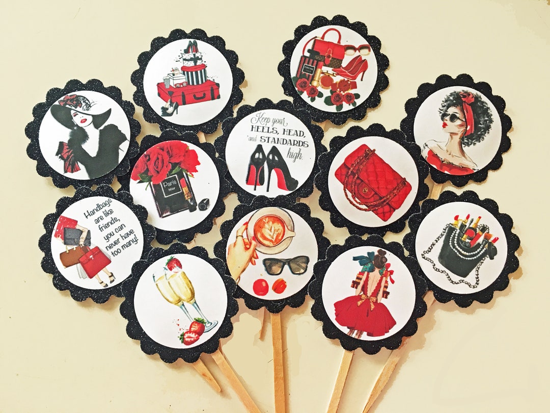 Glam Ravishing in Red Cupcake Toppers Etsy
