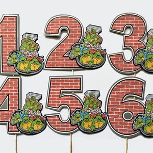 Ninja Turtles with Numbers 1 - 6.  When adding a name please select &quot; Number and Name&quot; option.