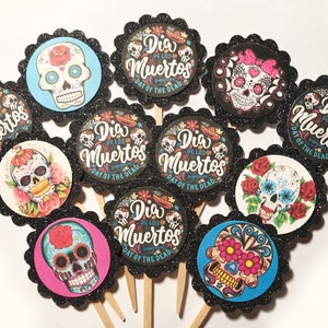 Dia dos Mortos * Toppers de cupcake "Dia de los Muertos" e "Skulls"