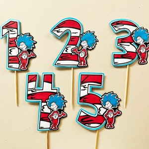 Thing 1, 2, 3, 4, 5 & 6 *Cake Toppers - When adding a name please select "Number and Name" Option