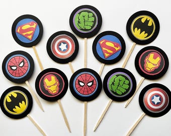 Superhelden: ontwerp #7 cupcaketoppers
