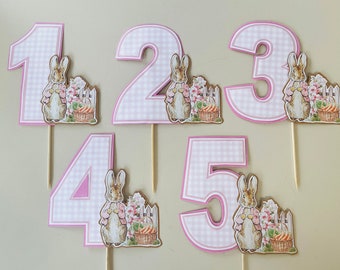 Flopsy Rabbit & Number Taarttoppers * Selecteer bij het toevoegen van een naam Opties - Nummer met naam.