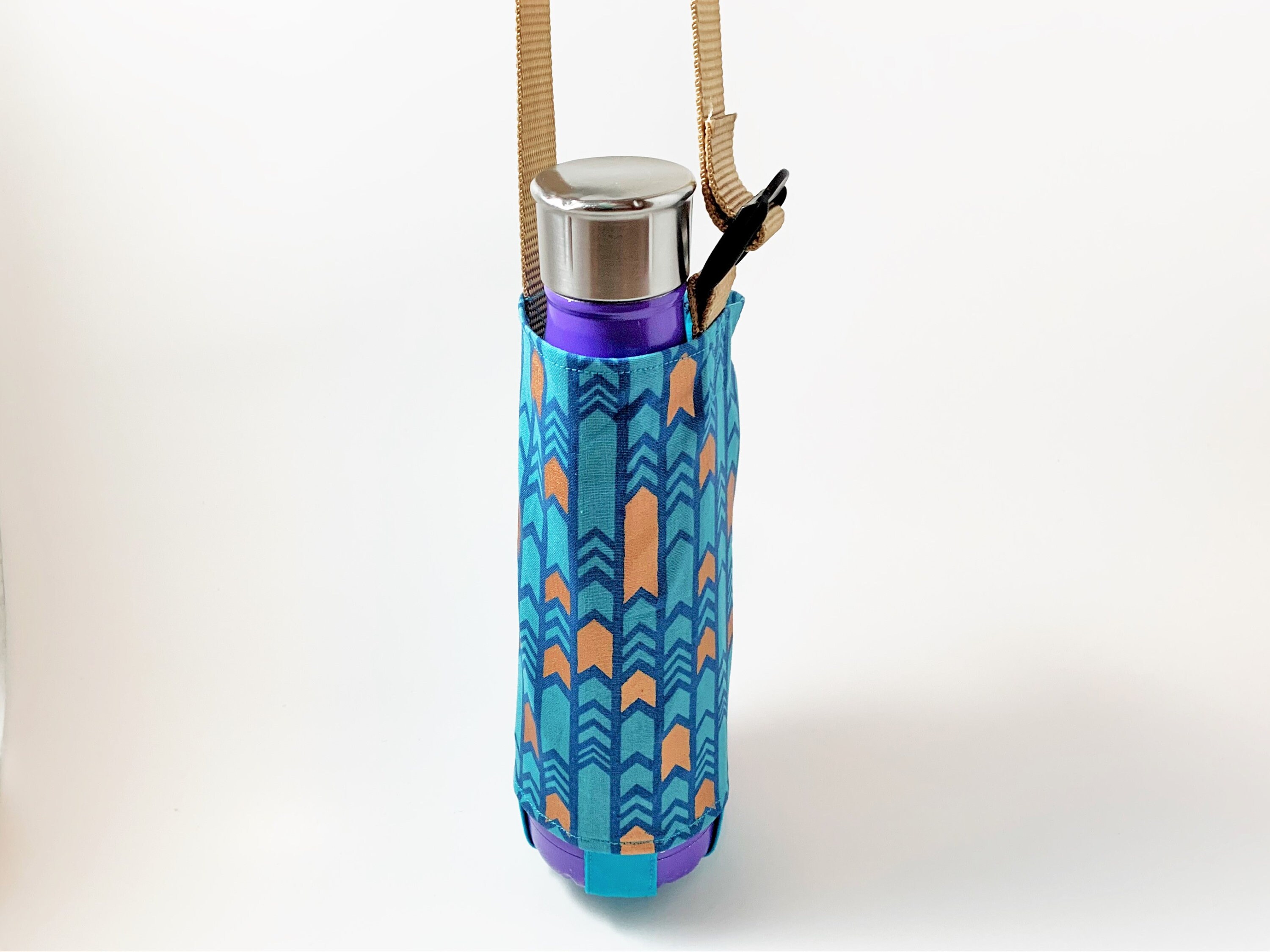 Teal and Gold Arrow/chevron Print Water Bottle Carrier With - Etsy