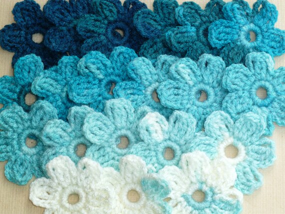 20 Crochet Flowers Flower Appliques 26 Inches Size - 
