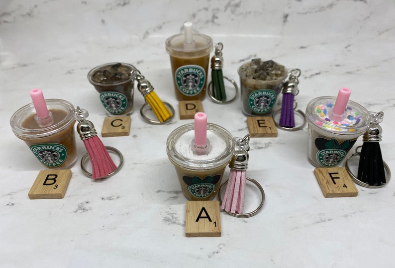 Mini Cup Key Chain Keychain Mini Keychain Starbucks Etsy