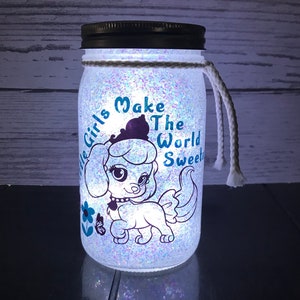 Little Girls Make The World Sweeter, Mason Jar, Night Light, Jar, Glitter Jar, Mason Jar Night Light, Jar Night Light, Light Mason Jar