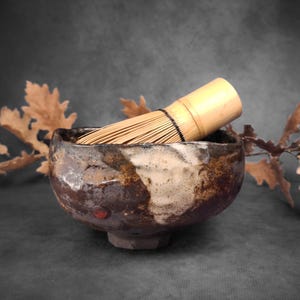 Matcha Bowl - Chawan Tea Bowl with Rustic Aspect and squared shape