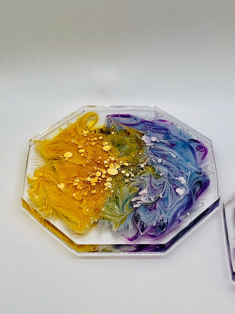 Texas Resin Set of 4 Blueberry Lemon Coasters