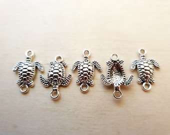 20 Charm Anhänger Schildkröte 19 x 23 mm Meerestier Schildkröten silber Ozean