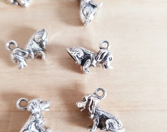 6 x Hunde Anhänger zum Basteln/Schmuckherstellung Bester Freund Deko Charms Silber