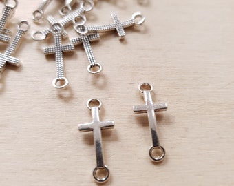10 x Kreuz Verbinder für Armbänder zum Basteln Schmuckherstellung Montage Zubehör Weihnachten Charms Silber