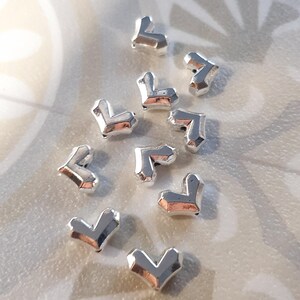 10 x Heart Beads. Jewelry Making Beads Spacers Crafting Decoration Love Valentine's Day Frame Beads End Caps Silver 12 mm