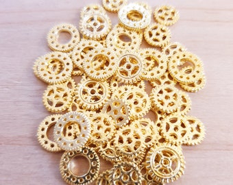 Small gear accessories in a mix Steampunk jewelry accessories jewelry making crafting decoration charms gold 10 pieces