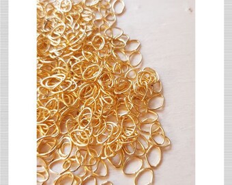1000 open jump rings for crafts, jewelry making, jewelry accessories, oval, gold-colored, each size: 8 mm