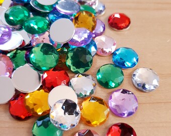 30 x Glitter Cabochons for crafting, jewelry making, accessories for earrings, bracelets, necklaces, round, Ø 12 mm