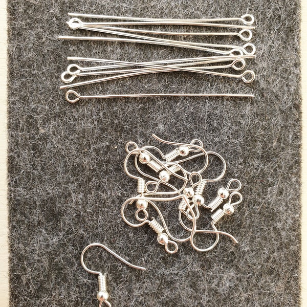 Ensemble de boucles d'oreilles pour la fabrication de bijoux. Hameçon + épingles à œil/épingles à œil. 20 morceaux