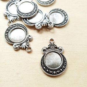 5 x Beautiful ornament settings for cabochons ~ jewelry making jewelry pendant crafts silver Ø 12 mm