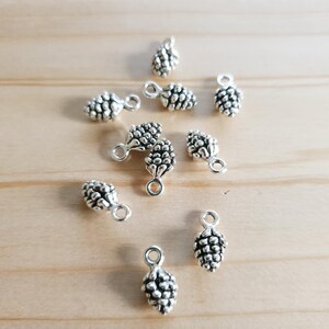 10 x Kleine Tannenzapfen Anhänger zum Basteln Schmuckherstellung Weihnachten Geschenke Deko Zubehör Charms Silberfarben