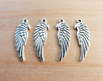 5 x Large Wing Pendants for Crafts Jewelry Making Angel Christmas Western Cowboy Line Dance Decoration Accessories Charms Silver