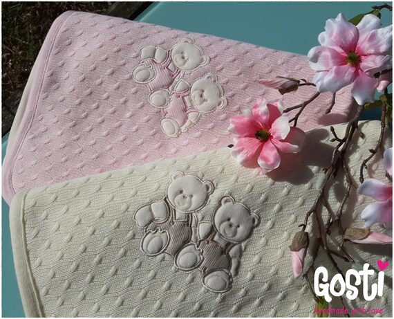 Soft Knitted Baby Blanket and Totally Lined With a Soft and Warm Fleece Fabric 2 Colors Adorable Birth Gift Etsy Canada