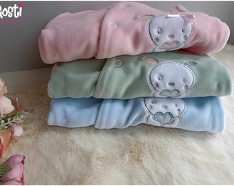 Tutina da notte in velluto di alta qualità con ricami molto eleganti e comodi, pigiama unisex per neonati, adorabile regalo per baby shower