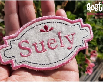 Schild mit Vorname gesticktem Patch anpassbar mit Stickerei 16 Farben, um Thermosticker sehr elegant zu wählen