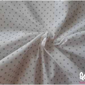 Printed cotton fabric quality PREMIUM pattern gray peas on a white background certified Oeko-tex