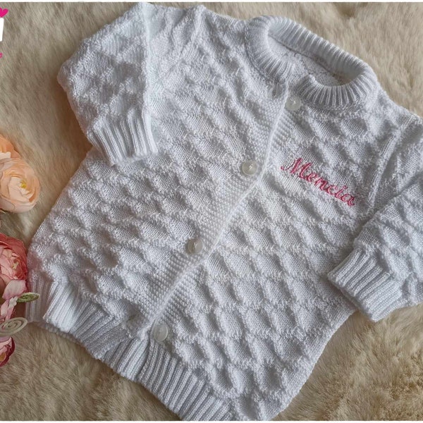 Very elegant 100% cotton knitted vest for unisex baby, adorable birth gift