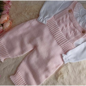 Set van 2 stuks zachte gebreide overalls en katoenen bodysuit schattig geboortecadeau