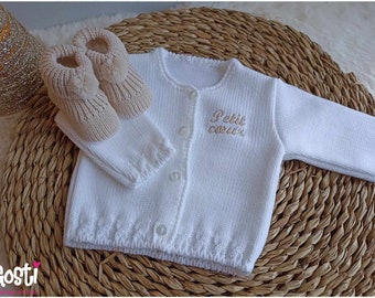 Gilet en tricot 100% coton pour bébé fille ou garçon indispensable de la valise de maternité adorable cadeau de naissance