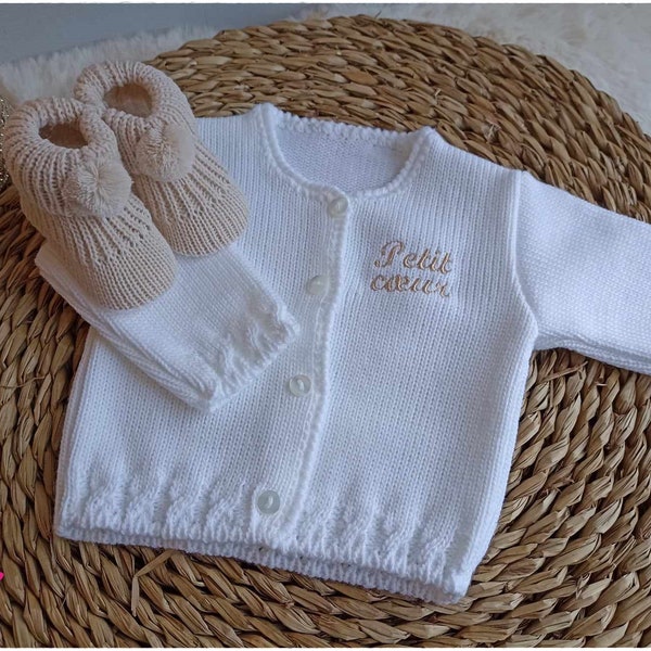 Gilet en tricot 100% coton pour bébé fille ou garçon indispensable de la valise de maternité adorable cadeau de naissance