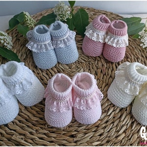 Chausson bébé en tricot avec dentelle en 7 couleurs taille unique adorable cadeau de naissance