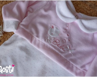 High quality velvet sleepsuit with embroidery very elegant and comfortable unisex baby pajamas adorable birth gift