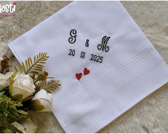 Mouchoir en tissu d'haute qualité avec broderie personnalisable avec prénom ou petit mot adorable cadeau pour Papa Mariage Saint Valentin