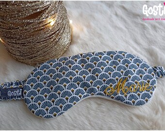 Night mask or travel sleep mask mask for sleeping cotton Japanese pattern and very soft minky with optional embroidery