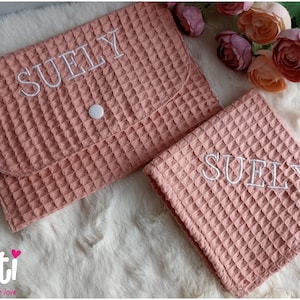 Tovagliolo e tasca in tessuto a nido d'ape 100% cotone in 4 colori con ricamo opzionale
