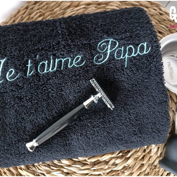 Serviette éponge personnalisée avec broderie serviette haute qualité serviette message je t'aime papa ou autre de votre choix